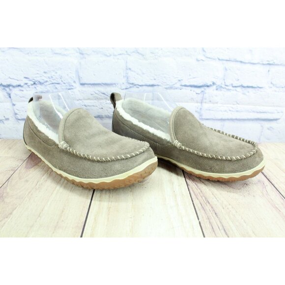 LL Bean Mountain Slippers Moccasin Suede Dark Cement Size 9 M - Picture 3 of 9